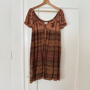 Kantha Bae Bohemian Brown & Pink Dress